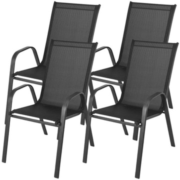 4x УДОБНЫЙ МЕТАЛЛИЧЕСКИЙ САДОВЫЙ СТУЛ, ЧЕРНЫЙ БАЛКОННЫЙ СТУЛ ДЛЯ БАЛКОНА-ТЕРРАСЫ