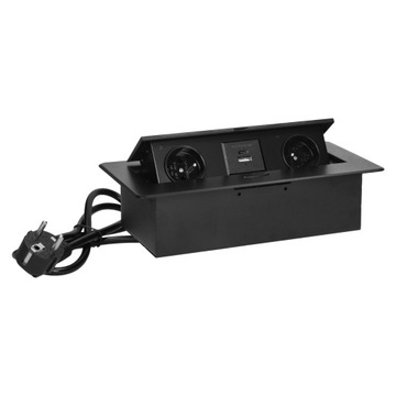 Gniazdo wpuszczane chowane w blat nablatowe USB USB-C STALOWE