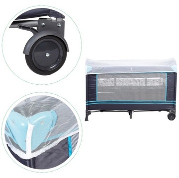 Дорожная кроватка с синей москитной сеткой