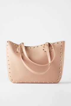 ZARA torebka shopper duża ćwieki 6825/004 różowa