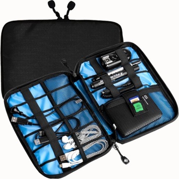 ORGANIZER PODRÓŻNY TORBA ETUI NA KABLE ŁADOWARKI AKCESORIA KIESZONKI MOCNY