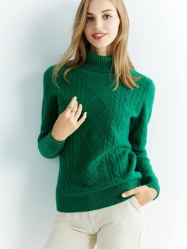 SWETER WEŁNIANY 100% WEŁNA MERINO WARKOCZE ZIELONY