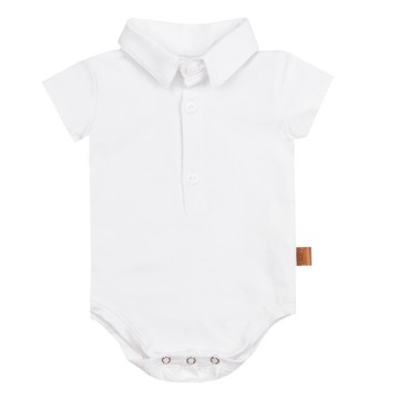 Eleganckie body koszulowe krótki rękaw 56/62 białe