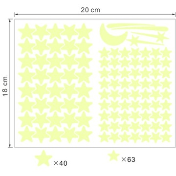 Naklejki Fluorescencyjne Komplet Księżyc Gwiazdki