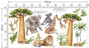 НАКЛЕЙКА НА НАСТЕНУ С ЖИВОТНЫМИ САФАРИ 50x100см SF4