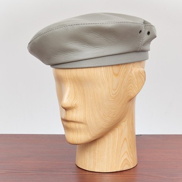 SKÓRZANY BERET MILITARNY WOJSKOWY JASNOSZARY 61CM