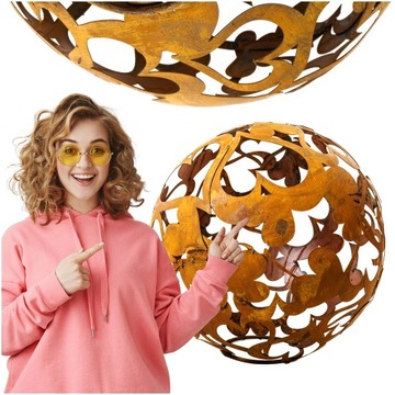 KULA OGRODOWA SERCE DEKORACYJNA LAMPA KULE OGRODOWE ZEWNĘTRZNE 23 CM CORTEN