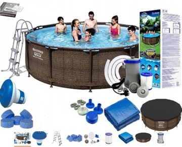 BASEN STELAŻOWY 366x100 BESTWAY RATAN ZESTAW 16w1