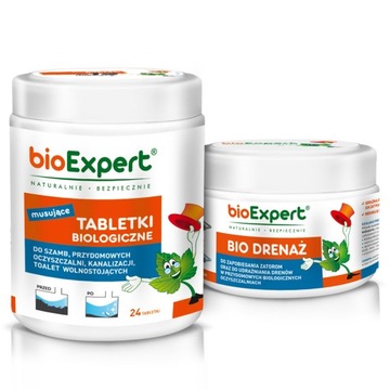 Tabletki do szamba Bakterie 24szt na 2 lata + Bio udrażniacz 250g BIOEXPERT
