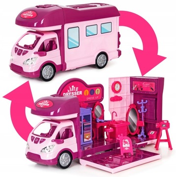 Кемпер мечты BIG CAR для КУКЛ, складной, открывающийся домик, + НАБОР светодиодов