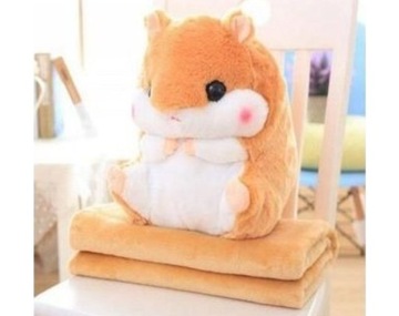 БОЛЬШОЙ плюшевый талисман 3В1 ПОДУШКА С ОДЕЯЛЕМ Хомяк 45 см!