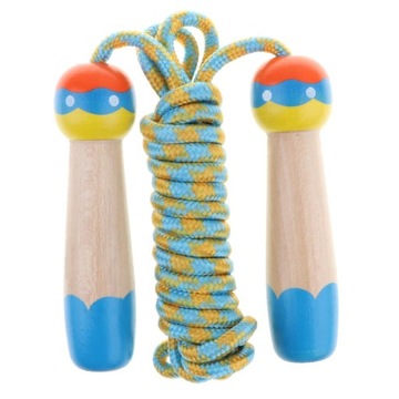 Регулируемая скакалка с деревянной ручкой для детей и