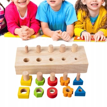 Drewniane nakrętki i śruby Montessori Board
