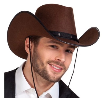Kapelusz Kowbojski Brązowy Rodeo Przebranie Dziki Zachód