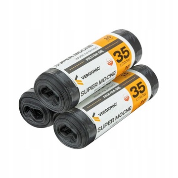 ПРОЧНЫЕ ПАКЕТЫ ДЛЯ МУСОРА ДЛЯ БАНКА, ТОЛСТЫЕ, ЧЕРНЫЕ, 35Л, 15 ШТ, ПЛЕНКА ПВД