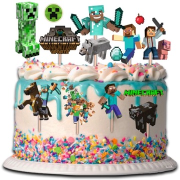 TOPPER MINECRAFT CREEPER NA TORT BABECZKI POSTACI 14 sztuk