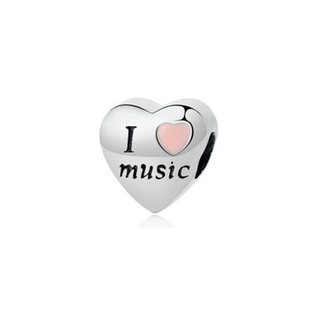 Charms do bransoletek i love music, srebro 925