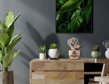 ДЕРЕВЯННЫЙ ЦВЕТОК РОЗЫ - ГРАВИРОВКА ДНЯ УЧИТЕЛЯ