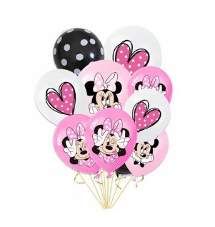 BALON KLASYCZNY MYSZKA MINNIE 12 SZT Z NADRUKIEM