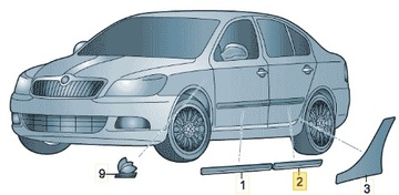 LIŠTA OSOBNÍ STRÁŽCE DVEŘE ZADNÍ LEVÝ SKODA OCTAVIA II 1Z