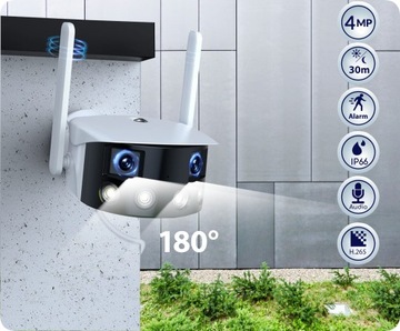 НАРУЖНАЯ IP-КАМЕРА 4MPx WiFi ПАНОРАМНАЯ 180° ШИРОКИЙ УГОЛ