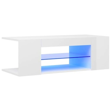 Szafka TV z oświetleniem LED, wysoki połysk, bia