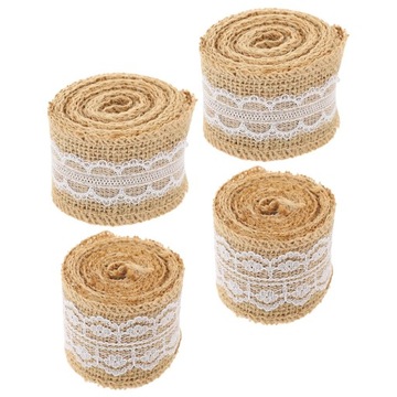 4 РОЛИКА ИЗ НАТУРАЛЬНОГО ДЖУТА КОЛЬЦА ДЛЯ САЛФЕТОК ЛЕНТЫ ДЛЯ САЛФЕТОК