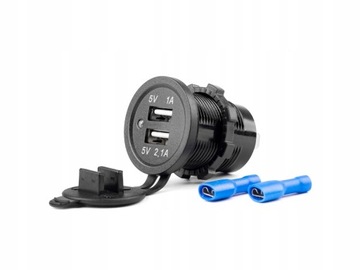 GNIAZDO SAMOCHODOWE ŁADOWARKA 2x USB 12V 24V AMiO