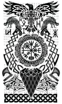 Татуировка на руке викинга 14х30см.