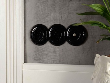 РОЗЕТКА LOFT 230В С ШТЫРЬКОМ ЧЕРНАЯ JLM БЕЗ РАМКИ ФРАНЦУЗСКИЙ РЕТРО ЛЮКС