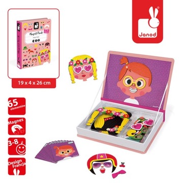 Магнитный пазл Смешные мордашки девушки Магнитикнига Janod 3+
