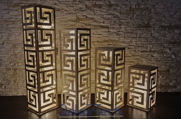 Lampion dekoracyjny drewniany komp. - różne wzory