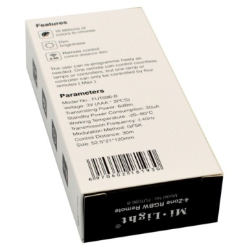 4-ЗОННЫЙ RGBW Wi-Fi ПУЛЬТ FUT096B ЧЕРНЫЙ MILIGHT