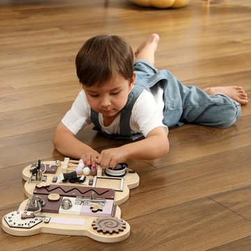 TABLICA SENSORYCZNA MANIPULACYJNA MONTESSORI BEAR 14w1