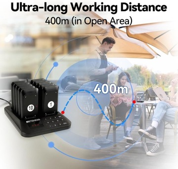 Retekess TD157S Звонок для клиентов, Беспроводная пейджерная система, 10 пейджеров