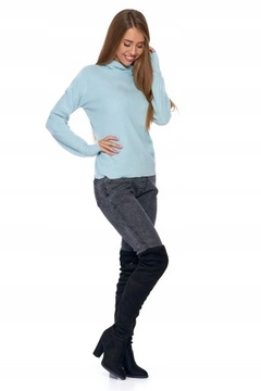 Женская синяя водолазка в рубчик - M