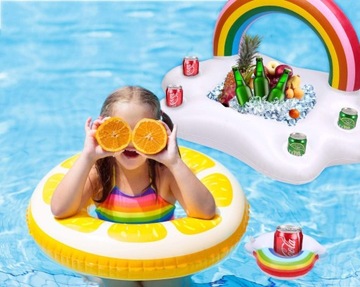 TACA DO BASENU JACUZZI DMUCHANA NA NAPOJE STOLIK PŁYWAJĄCY TĘCZA CHMURA