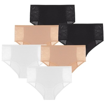6x Figi Majtki Damskie Wysoki Stan Bikini Bawełniane Koronkowe MORAJ 3XL