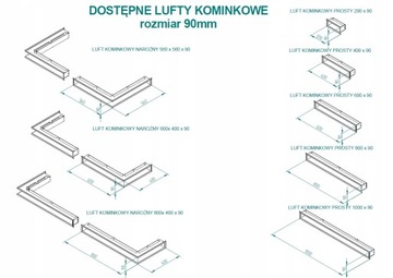 Решетка каминная прямая Luft 600x90