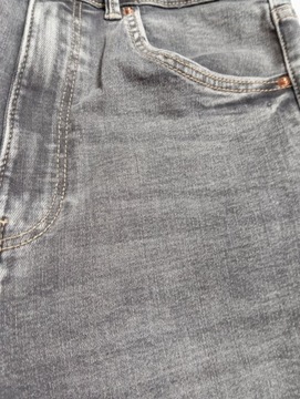 Bershka Petite Szare obcisłe jeansy do kostki z wysokim stanem 40