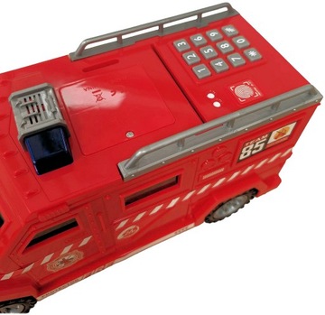 СЕЙФ-КОПИЛКА БОЛЬШАЯ ДЛЯ ПОДАРКА МОНЕТЫ БАНКНОТЫ ПОЖАРНАЯ МАРКА АВТО КАТУШКА