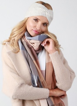 Бежевый теплый зимний ободок BOHO Polska O2