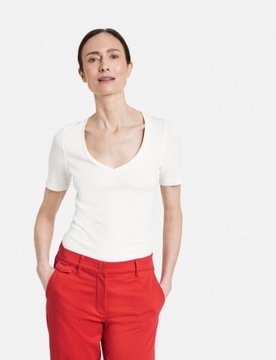 Biały T-shirt Prążkowany Gerry Weber R.44