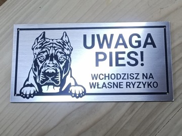 Tabliczka UWAGA PIES grawerowana różne RASY