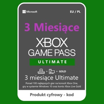 Xbox Game Pass Ultimate 3 miesiące PL EU Live Play
