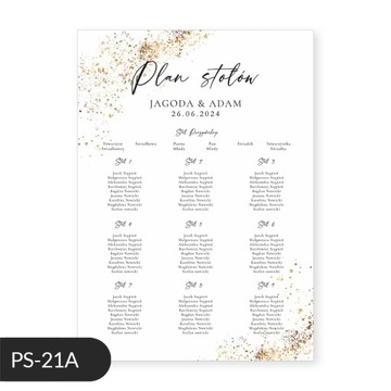 Свадебный плакат с планом стола, золотые точки