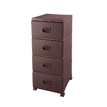 Пластиковый комод с ящиками коричневого цвета для ванной комнаты 90 см