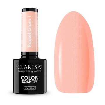 CLARESA PASTEL GLAM 1 LAKIER HYBRYDOWY HYBRYDA PASTELOWY Z DROBINĄ