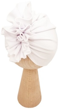 Czapka turban z falbanką welur biała 40-42 cm