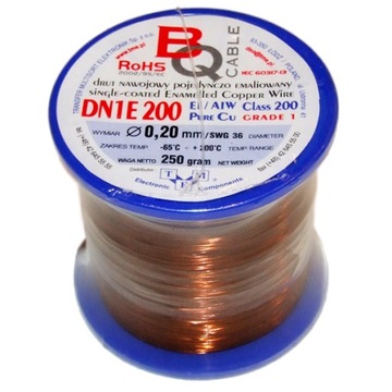 Drut nawojowy DN1E 200 ⌀ 0,20 mm Masa : 250g